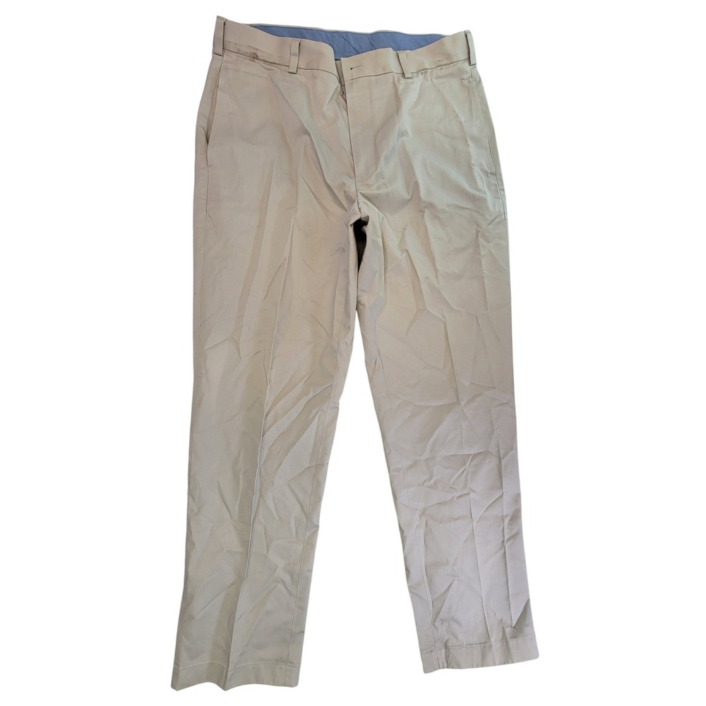 Brooks Brothers Mens Light Advantage Chino Pants Khaki W34 L30 Flat Front Casual